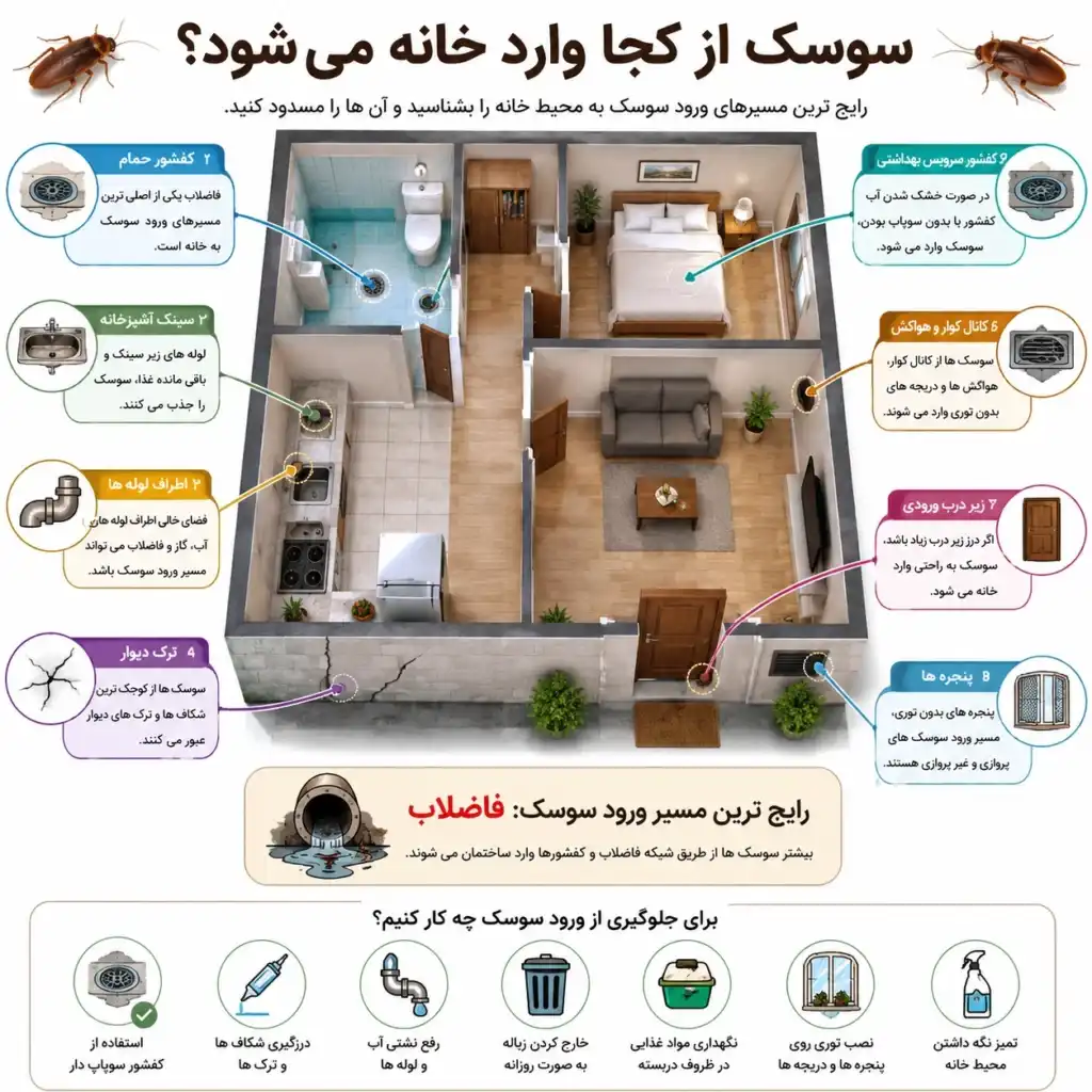 سوسک از کجا میاد تو خونه